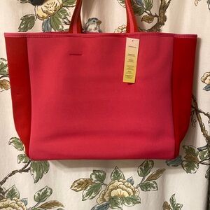 Summersalt Neoprene Tote NWT | Pink Red Colorblock Beach Travel Bag | Light Fun